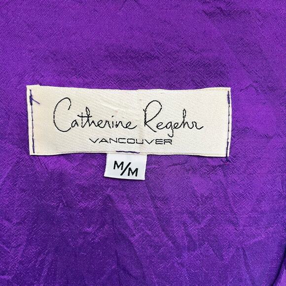 Catherine Regehr Sz M Purple Violet 100% Silk Taffeta Fit & Flare Dress - Picture 3 of 16